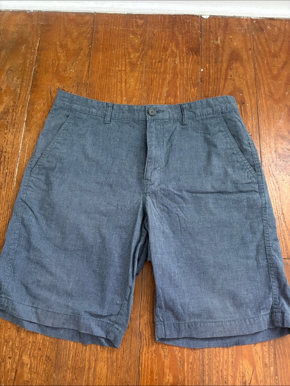 Men's Casual Blue Gray Linen-Blend Shorts